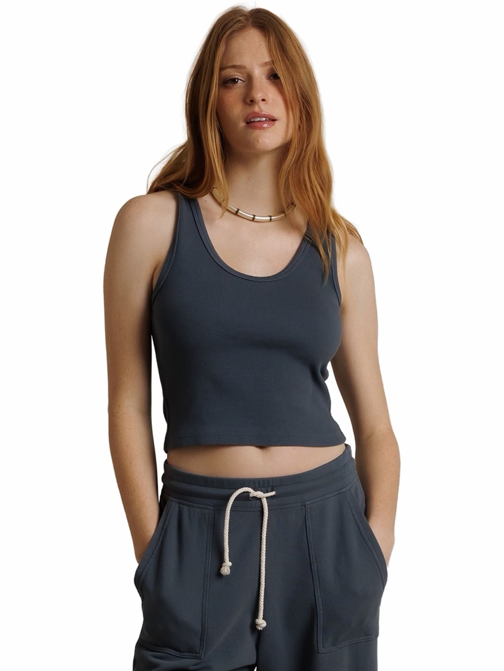 Perfectwhitetee-Everyday Ribbed Crop Tank Top — Charcoal
